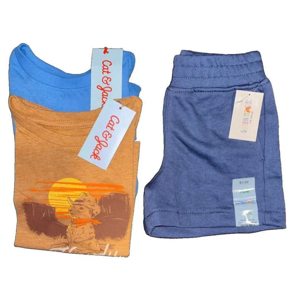 Cat & Jack Boy’s 18M Summer 3pc Clothing Lot NWT Tees Short